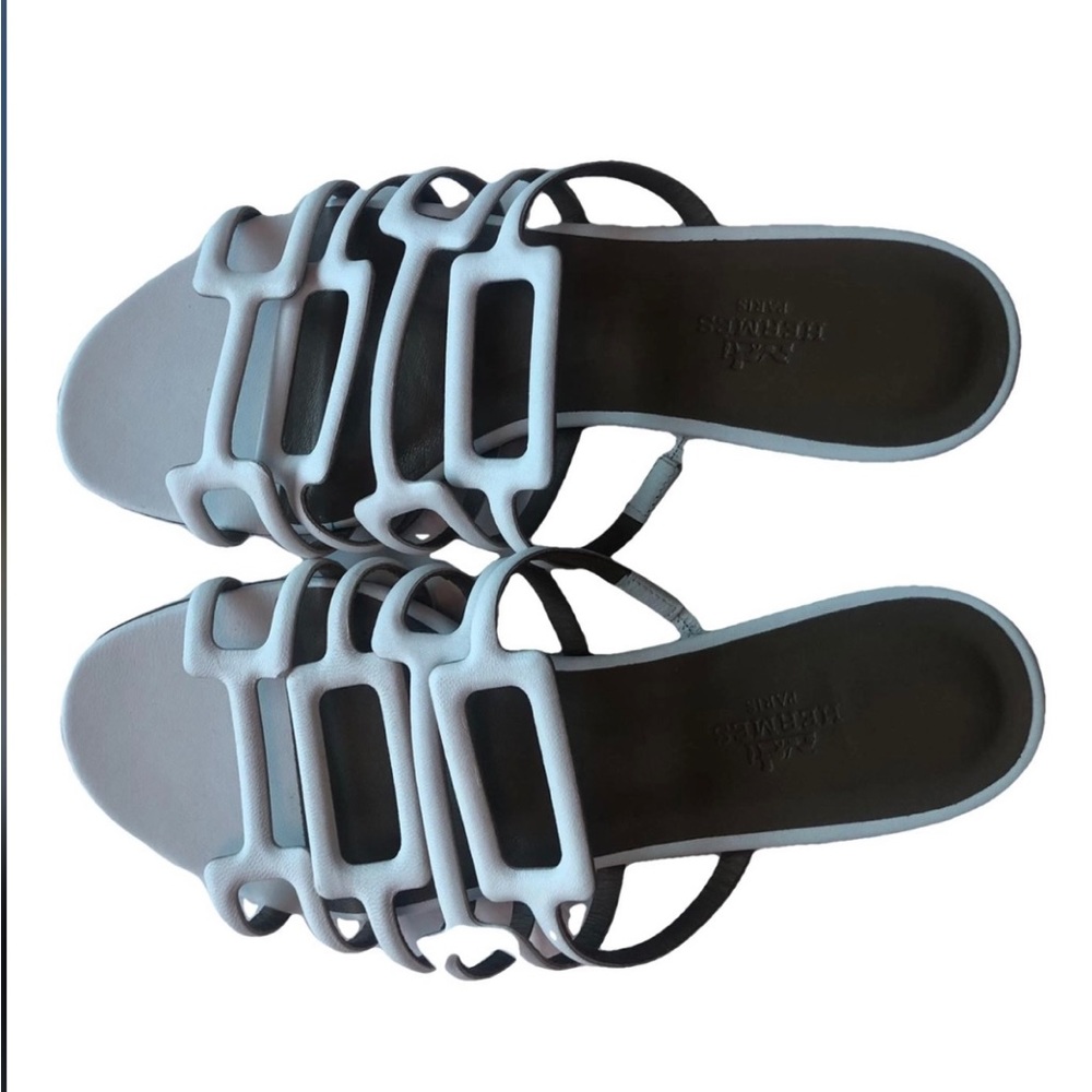 Authentic Preowned Hermes White Slides Size 36.5 … - image 1